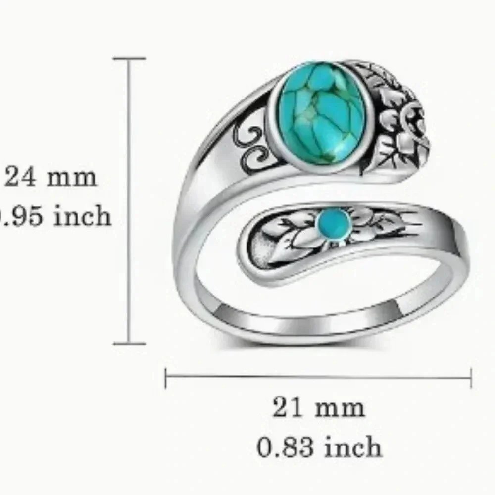 NWT Stunning Turquoise Statement Ring Vintage-Inspired Victorian Design Size 7